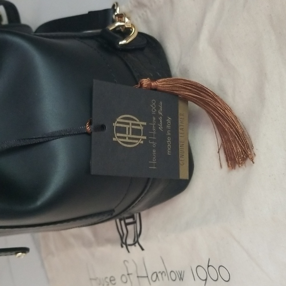 NWT House of harlow 1960 Crystal Studded Black Backpack Shoulder Handbag - Picture 11 of 14